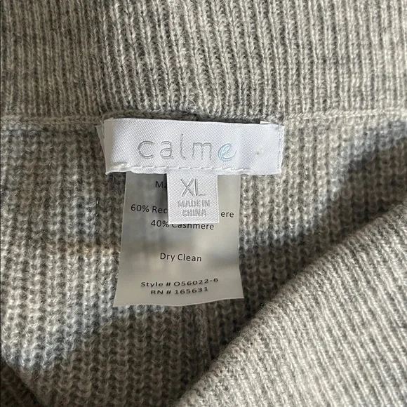 NWOT Johnny Was Calme Cashmere Split Leg Wide Leg Pants size XL grey